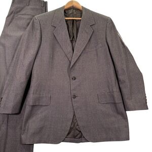 VTG Oxxford 2 Piece Suit Mens 44R 34x28‎ Brown Herringbone High Waisted Classic